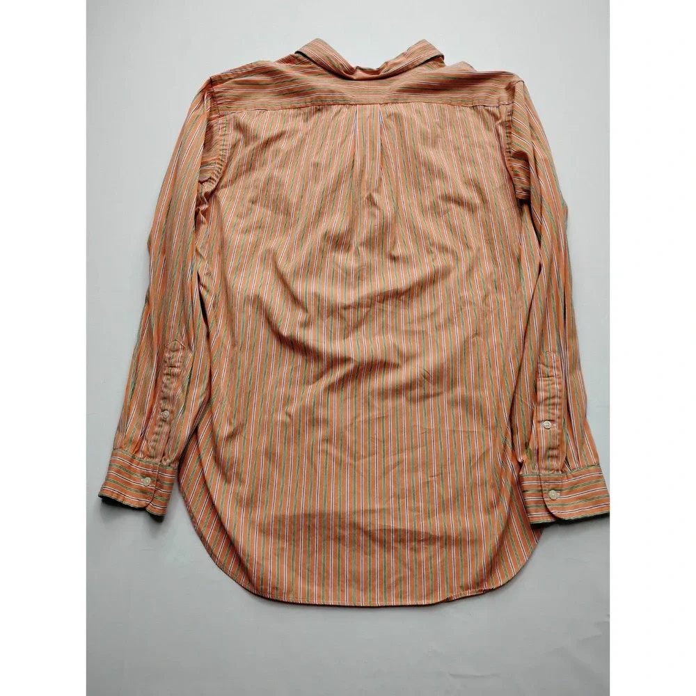 Polo Ralph Lauren Custom Fit Shirt L Orange Striped Button Up Long Sleeve